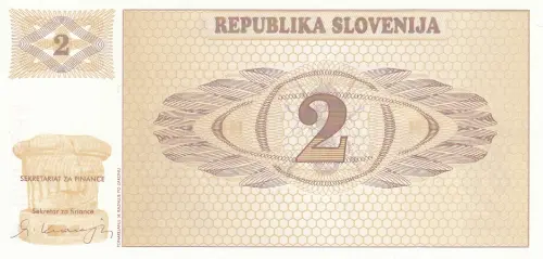 Slovenia 2 Tolar Banknote Front Issued 1990 Accepted For Exchange
