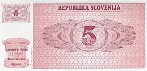 Slovenia 5 Tolar Banknote Front Issued 1990 Accepted For Exchange