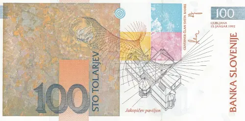 Slovenia 100 Tolar Banknote Front Issued 1992 Accepted For Exchange
