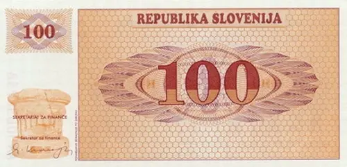 Slovenia 100 Tolar Banknote Front Issued 1990 Accepted For Exchange