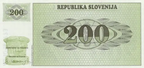 Slovenia 200 Tolar Banknote Front Issued 1990 Accepted For Exchange