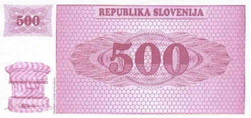 Slovenia 500 Tolar Banknote Front Issued 1990 Accepted For Exchange