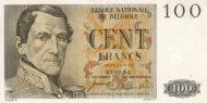 Belgian 100 Franc Banknote Front Issued 1952 (type Centenaire) accepted for exchange