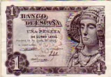 1 Spanish Peseta banknote (Dame of Elche) Front Issued 1948 Accepted For Exchange