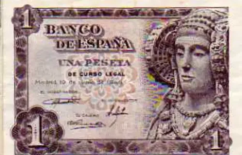 1 Spanish Peseta banknote (Dame of Elche) Front Issued 1948 Accepted For Exchange