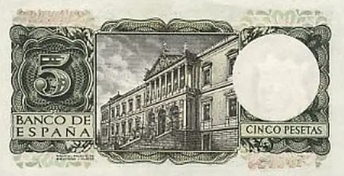 Spanish 5 Peseta Banknote Front Issued 1954 Accepted For Exchange