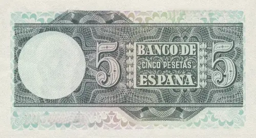 Spanish 5 Peseta Banknote Front Issued 1948 Accepted For Exchange