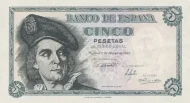 Spanish 5 Peseta Banknote Front Issued 1948 Accepted For Exchange