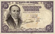 Spanish 25 Peseta Banknote Front Issued 1946 Accepted For Exchange