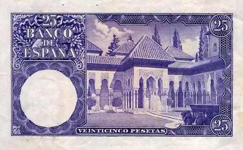 Spanish 25 Peseta Banknote Front Issued 1954 Accepted For Exchange