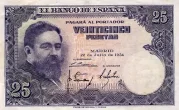 Spanish 25 Peseta Banknote Front Issued 1954 Accepted For Exchange