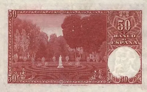 Spanish 50 Peseta Banknote Front Issued 1951 Accepted For Exchange