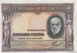Spanish 50 Peseta Banknote Front Issued 1935 Accepted For Exchange