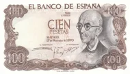Spanish 100 Peseta Banknote Front Issued 1970 Accepted For Exchange