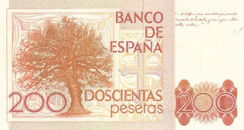 Spanish 200 Peseta Banknote Front Issued 1980 Accepted For Exchange