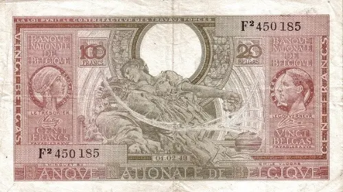Belgian 100 Franc Banknote (type Londres 1943)Front Issued 1943 accepted for exchange