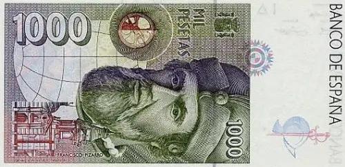 Spanish 1000 Peseta Banknote Front Issued 1992 Accepted For Exchange