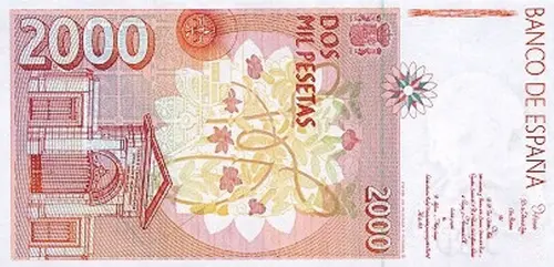 Spanish 2000 Peseta Banknote Front Issued 1993 Accepted For Exchange