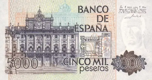 Spanish 5000 Peseta Banknote Front Issued 1979 Accepted For Exchange