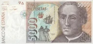 Spanish 5000 Peseta Banknote Front Issued 1993 Accepted For Exchange