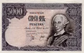 Spanish 5000 Peseta Banknote Front Issued 1976 Accepted For Exchange