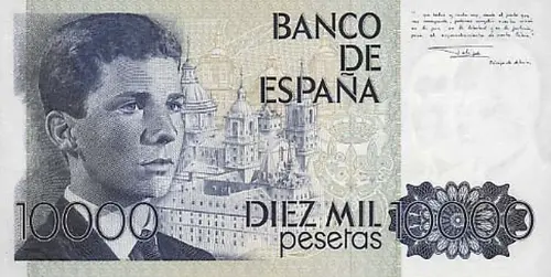 Spanish 10000 Peseta Banknote Front Issued 1985 Accepted For Exchange