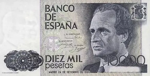 Spanish 10000 Peseta Banknote Front Issued 1985 Accepted For Exchange