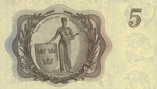 Swedish 5 Krona Banknote Front Issued 1963 Accepted For Exchange