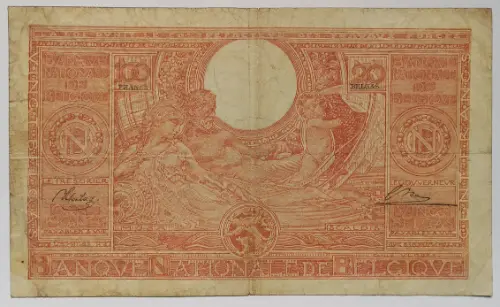 Belgian 100 Franc Banknote (type Vloors Orange Dutch-French) Front Issued 1944 accepted for exchange