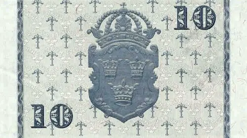 Swedish 10 Krona Banknote Front Issued 1940 Accepted For Exchange