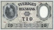 Swedish 10 Krona Banknote Front Issued 1982 Accepted For Exchange