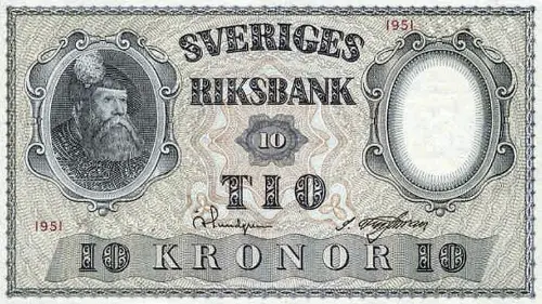 Swedish 10 Krona Banknote Front Issued 1982 Accepted For Exchange