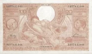 Belgian 100 Franc Banknote (type Vloors Orange French-Dutch) Front Issued 1944 accepted for exchange