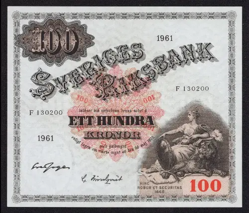 100 Swedish Krona (Svea) Issued 1898 Front Accepted For Exchange