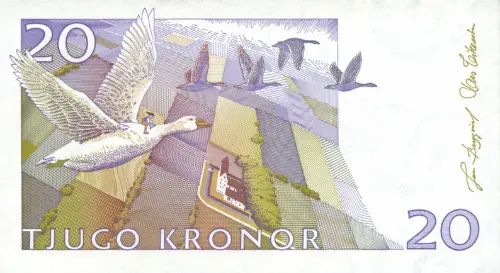 Swedish 20 Krona Banknote Front Issued 2003 Accepted For Exchange