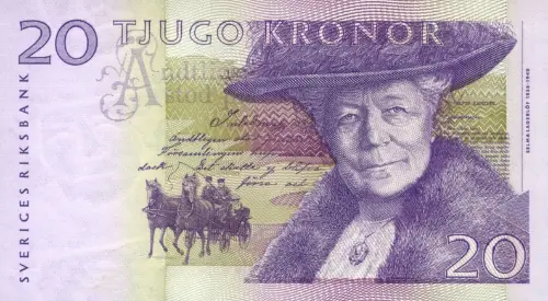 Swedish 20 Krona Banknote Front Issued 2003 Accepted For Exchange