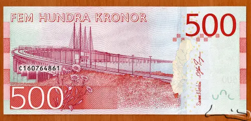 500 Swedish Krona First Issued 2016 Front Accepted For Exchange