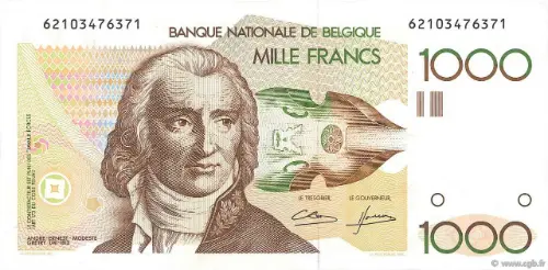 Belgian 1000 Franc Banknote (Andre Gretry) Front Issued 1980 accepted for exchange