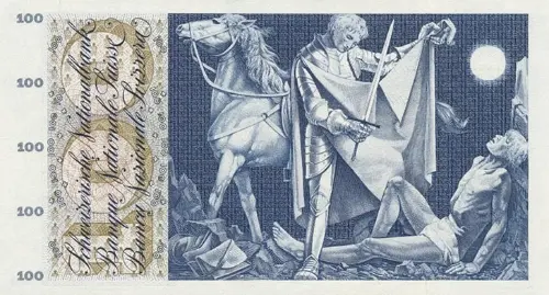 Swiss 100 Franc Banknote Front Issued 1969 Accepted For Exchange