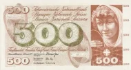 Swiss 500 Franc Banknote Front Issued 1974 Accepted For Exchange