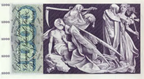 Swiss 1000 Franc Banknote Front Issued 1956 Accepted For Exchange