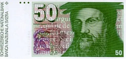 Swiss 50 Franc Banknote Front Issued 1988 Accepted For Exchange
