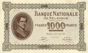 Belgian 1000 Franc Banknote (Comptes courants) Front Issued 1914 accepted for exchange