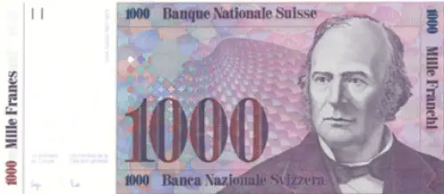 Swiss 1000 Franc Banknote Front Issued 1984 Accepted For Exchange
