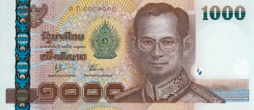 Thai 1000 Baht Banknote Front Issued 2005 Accepted For Exchange