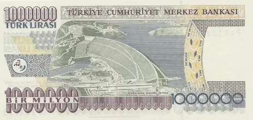 Turkish 1000000 Old Lira Banknote Front Issued 1995 Accepted For Exchange