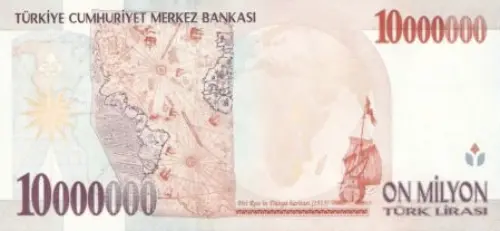 Turkish 10000000 Old Lira Banknote Front Issued 1999 Accepted For Exchange