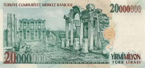 Turkish 20000000 Old Lira Banknote Front Issued 2000 Accepted For Exchange