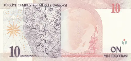 Turkish 10 New Lira Banknote Front Issued 2005 Accepted For Exchange