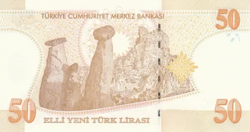 Turkish 50 New Lira Banknote Front Issued 2005 Accepted For Exchange